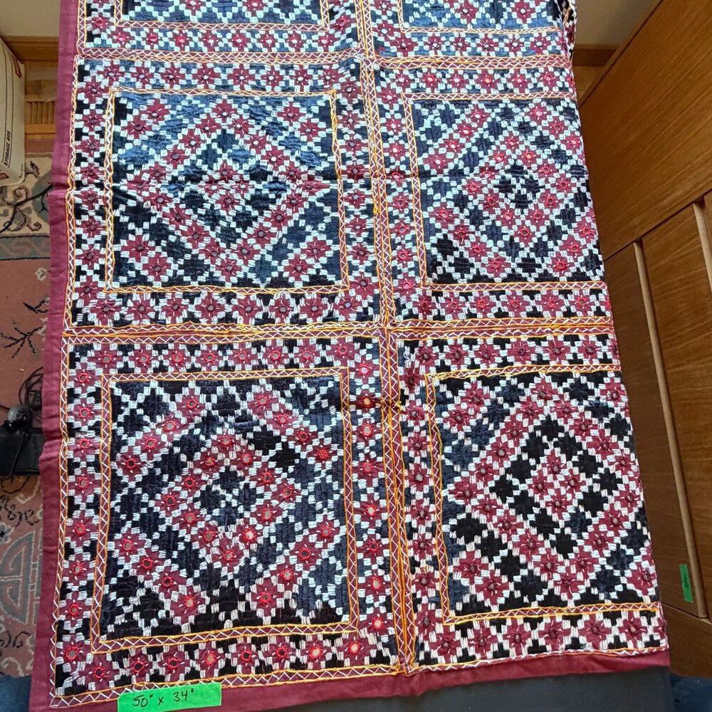 Vintage Indian Embroidered Tapestry